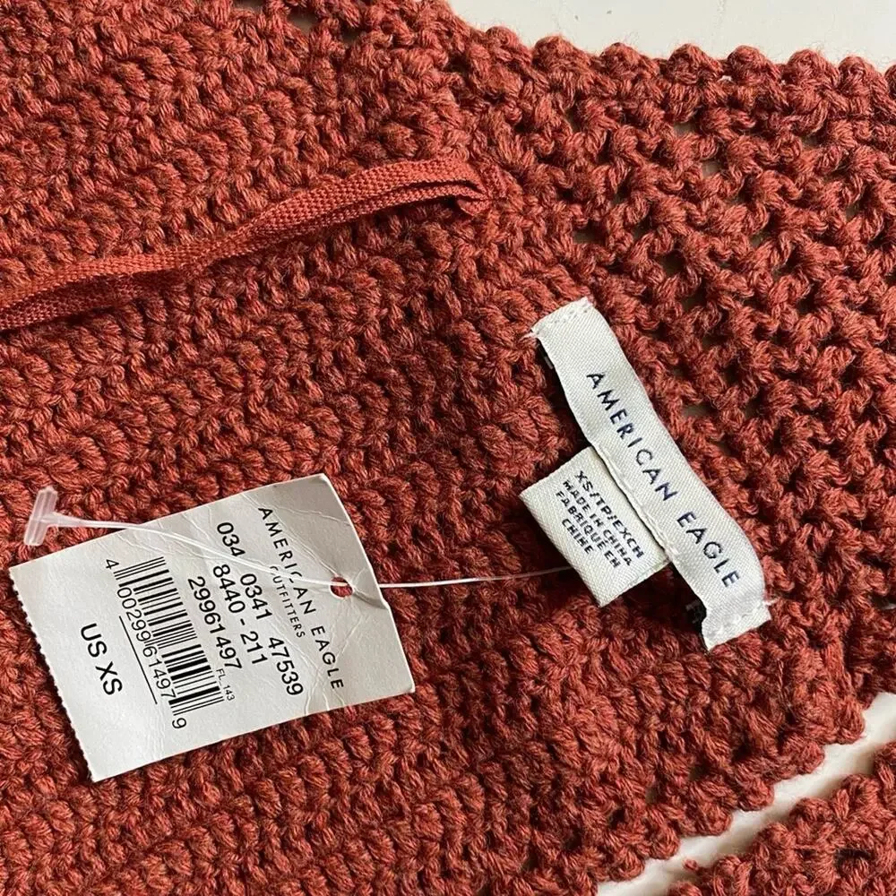 American Eagle Crochet Knit Halter Crop Top‎ Women’s Size XS New - Picture 5 of 7